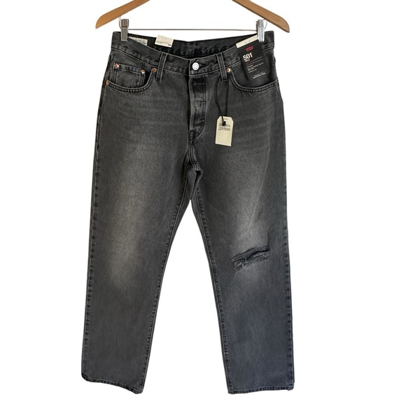 NWT Levi’s 501 90s 28 X 32 Black Wash Mud Rise Straight Leg Jeans Button Fly New - Picture 5 of 12